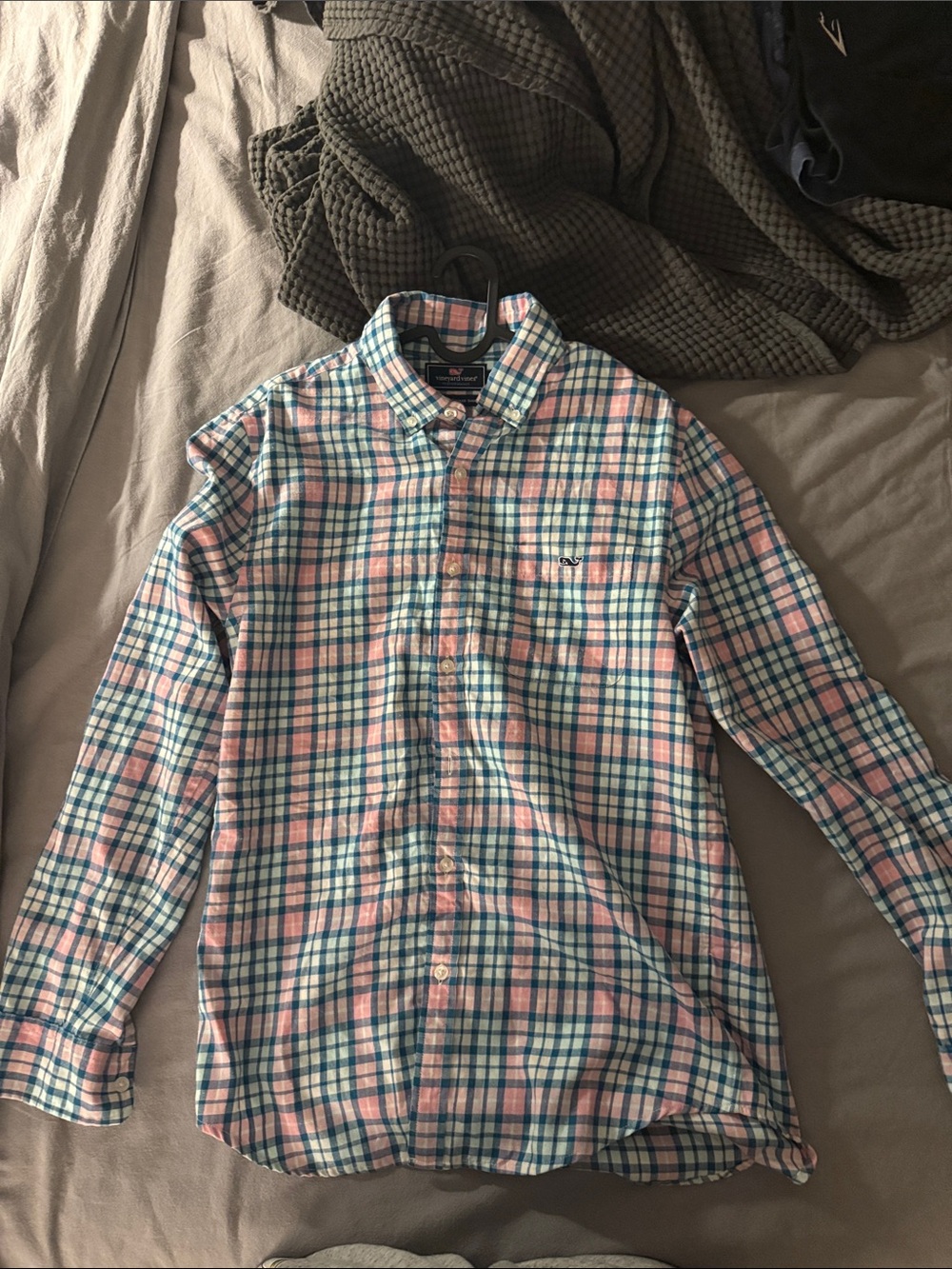 Vineyard Vines Pink and Blue Plaid Button-Down Shirt
